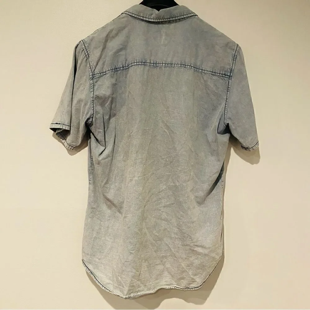 Silent Theory Blue Chambray Button Down Shirt Size XL